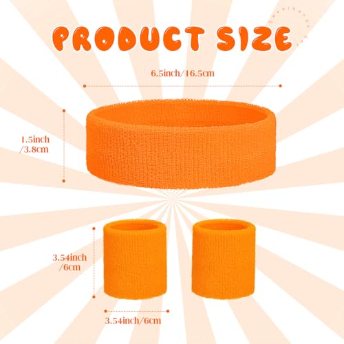 Image of Bememo 36 Pcs Neon Sweatbands Set for Kids 12 Headbands 24 Wristbands Bulk Sports Sweat Bands Athletic for Children Basketball Tennis Running Gym Student Gifts Glow Party