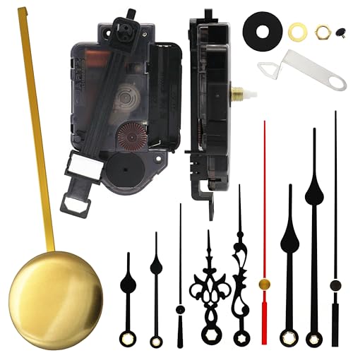 TIKROUND Original Youngtown 12888 Pendulum Clock Movement with 3 Sets of Hands 13.5mm (17/32 inch) Shaft Length 5.5mm (7/32 inch) Thread Length.