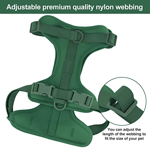No Pull Lightweight Dog Harness: Adjustable Durable Breathable Mesh Pet Vest Harness with Soft & Comfortable Cushion, for Small Medium Large Dogs (Medium, Pine Green)