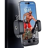 IPOW 磁気ジム電話ホルダー 360度回転 強力な合金ベース & 調節可能なアーム 4.7インチ~6.5インチのスマートフォンに対応 ジム設備、ワークアウト、トレッドミル用の磁気マウント – ブラック