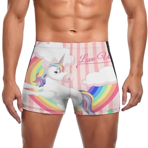 Slip de bain licorne arc-en-ciel pour homme - Short boxer de natation confortable
