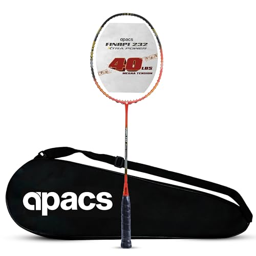 Image of Apacs Finapi 232 Xtra Power (40LBS, 100% Top Grade UHM Japanese Graphite) Extra Strong Professional Unstrung Badminton Racket with Free Full Cover (Black red)