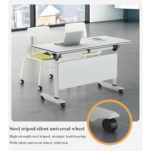 Tavolo da conferenza pieghevole da 1,2 m, design in metallo con coperchio ribaltabile per una facile conservazione, ideale per uffici, aule, riunioni, formazione ed eventi, portatile e leggero