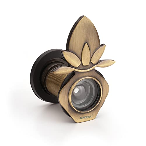 Madhuli Kalash Design Door Viewer, Door Eye, Door Lens for Main Door, 180 Degree Ultra Clear Antique Brass Finish Door Eye Viewer for Safe and Secure Home