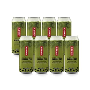 Pocas Bubble Tea with Tapioca Pearls, Matcha (Pack of 8, 16.5 oz), Asian Drinks, Refreshing Milk Boba Tea in a Can