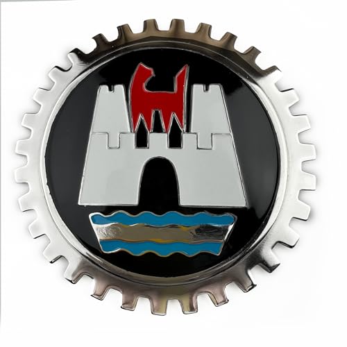 Image of Generic Wolfsburg German Germany Black Red Yellow Grill Badge Emblem for Trucks and Cars, Stainless Steel