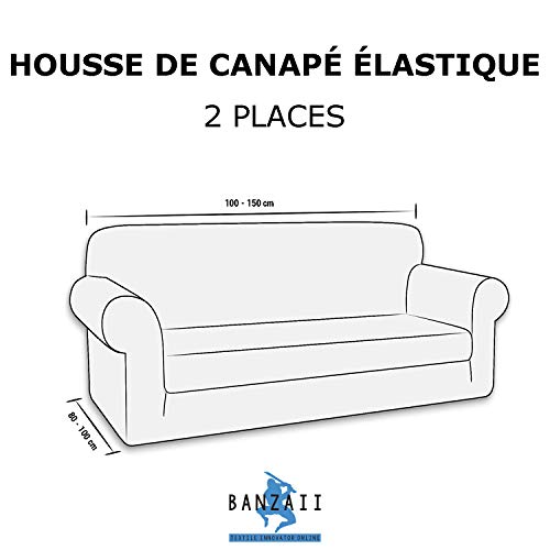Housse de canapé extensible 2 places marron pour protéger votre salon