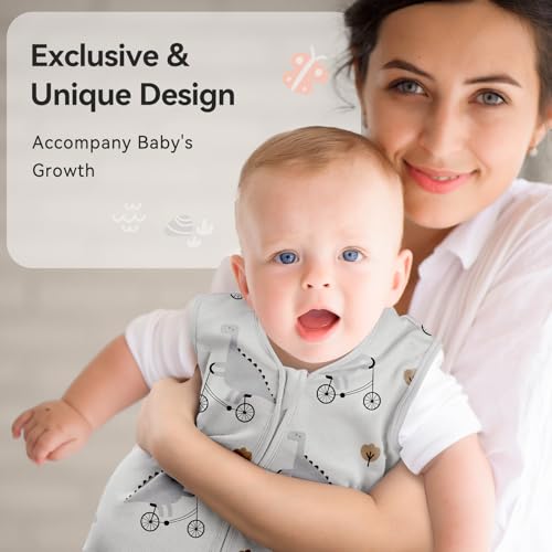 Image of Baby Sleep Sack 0-6 Months 3 Pack 100% Cotton Lightweight 0.5 TOG Wearable Blanket Baby Sleep Bag with 2-Way Zipper for Newborn Infant Pink Apricot Gray Zebra