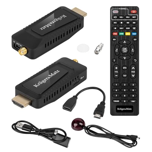 Kruger & Matz KM9998 Mini DVB-T2 Receptor H.265 HEVC HDMI Stick FullHD Modo Hotel Dolby Digital Plus