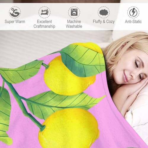 Couverture de lit en peluche plaid canapé décoration jaune citron - 5