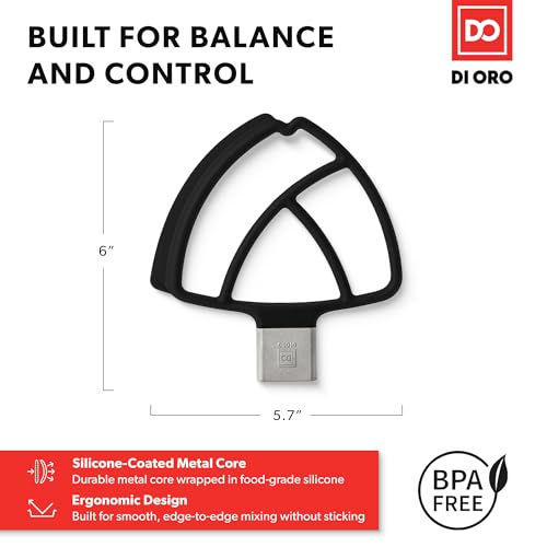 Image of DI ORO Flex Edge Beater for KitchenAid Tilt-Head Mixer, 4.5-5 Qt, Black