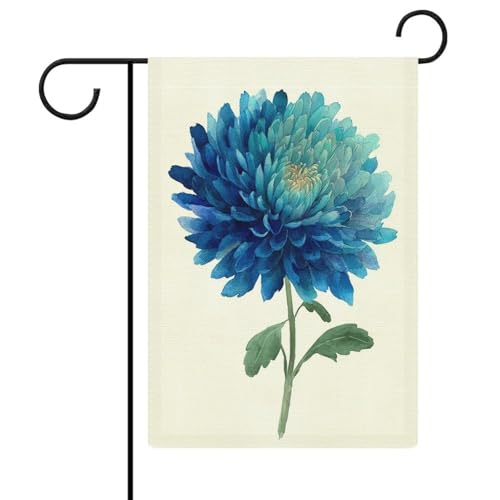 Blaue Blume Aquarell Gartenflagge saisonale Feiertage Sacwinzigen doppelseitige Haus Hof Außenflaggen 32 x 47 cm