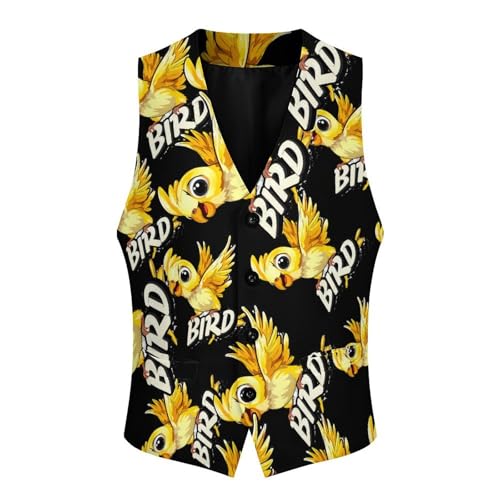Cute Parrot Bird Men's Suit Vests Business Formal Dress V-Neck Waistcoat Tops with 2 Pockets4