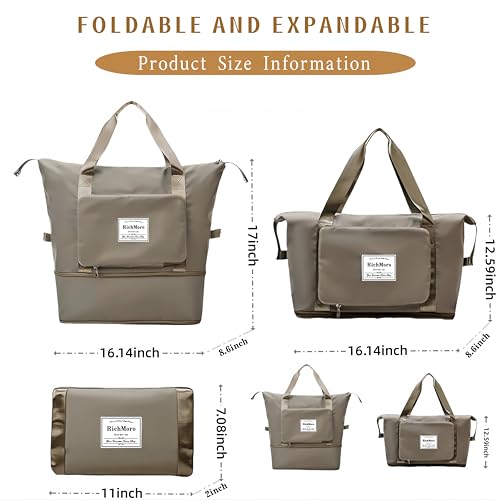 Large Capacity Foldable Travel Bag, Expandable lightweight Carry on Bag, Dry with Wet Separation Spor Duffel Bags2