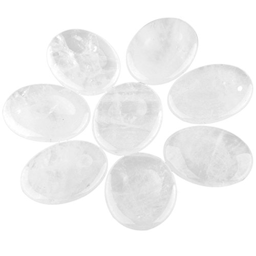 Rockcloud Natural Worry Stone,Thumb Palm Stones For Anxiety, Healing Crystal, Clear Rock Quartz #TOP2