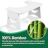 Bamboo Squatting Step Toilet Stool for bathroom, Foldable Bathroom Squat Aid Proper Toilet Posture Footstool, Ergonomic Curve Squatting Potty Poop Stool with Non-Slip Pads,6.9Inch Height (White) - Image 4