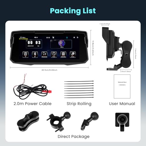 Image of 6.86 inch Motorcycle Carplay Screen GPS Navigation System with Wireless Carplay and Android Auto, Portable Car Play for Moto Waterproof HD Touch Screen with Bluetooth Mirror Link TF Card