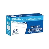 BAZIC Self Seal White Envelope 3 5/8' x 6 1/2' #6, No Window Mailing Envelopes, Peel & Seal Mailer for Business Invoice Check (65/Pack), 1-Pack