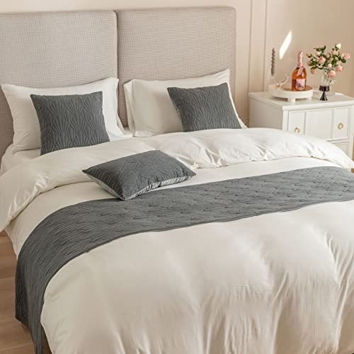 Oiakus Geometric Pattern Bed Flag, Solid Color Bed Scarf, Modern Bed Runner And 3 Pillowcase Bed Cover Scarf Protection Home Bedspread Decoration Bed Towel For Single,Queen,King #TOP5