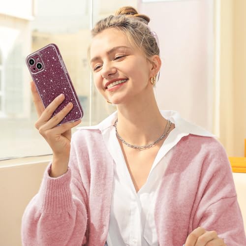 Hython Case for iPhone 14 Plus Case Glitter Cute Sparkly Shiny Bling Sparkle Phone Cases 6.7", Thin Slim Fit Soft TPU Bumper Shockproof Rubber Protective Cover for Women Girls Girly, Wine Red - image 5