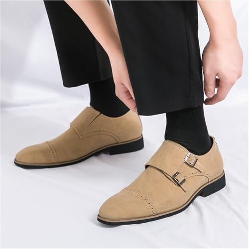 Men's Fashion Lightweight Classic Dress Shoes Casual Leather Strap Buckle Non-Slip Softsole Low Top Tuxedo Oxford Shoes2