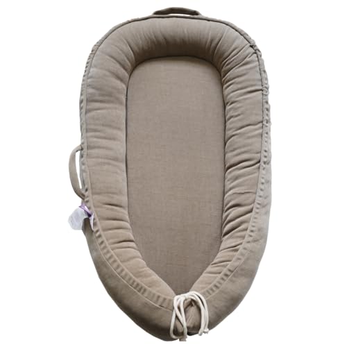 Image of CooCooBaby Infant Lounger, Baby Nest Cover for Baby Girls & Boys, Newborn Essentials for Baby 0-12 Months, 100% Cotton Breathable, Portable Travel Bed (Fields of Rye, Corduroy)