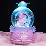 Snow Globes,Mermaids Music Snowglobes with LED Lights,Automatic Snow Fall Effect,Home Decor for Kids Room Essentials Birthday Christmas Festival Gift for 5-18 Year Old Girl (A)