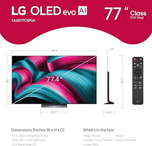 Image of LG 77-Inch C5 Series OLED evo 4K Smart TV w /Dolby Vision & Dolby Atmos, HDR10, 144Hz, Alexa Built-in + Streaming Essentials Plus Bundle (Hulu Premium) + 12ft 4K HDMI Cable