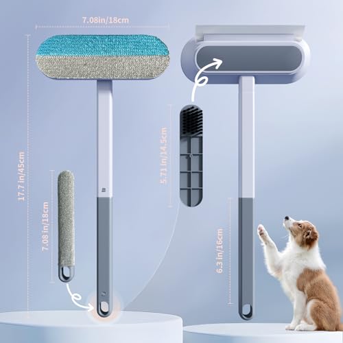 Maisly Tierhaarentferner 4 in 1 Fusselbürsten-Set mit Verlängerungsstab Hunde- und Katzenhaarentferner Wiederverwendbare Fusselbürste statt Fusselrolle für Sofas Teppiche Kratzbäume und Kleidung