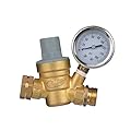 Valterra RV Water Regulator, Lead-Free Brass Adjustable Water Regulator with Pressure Gauge for Camper, Trailer, RV Plumbing System