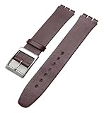 For cinturino Swatch cinturino in pelle da 17 mm braccialetto morbido fatto a mano nero marrone di ricambio for orologi Swatch(Brown)