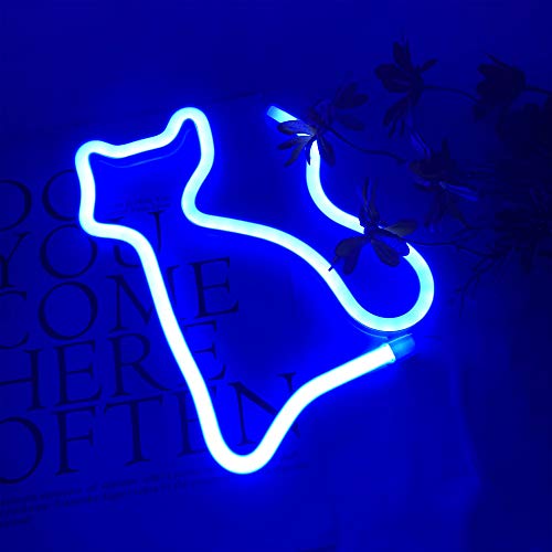 Lámpara de neón con forma de gato, luz de noche azul miniatura 6