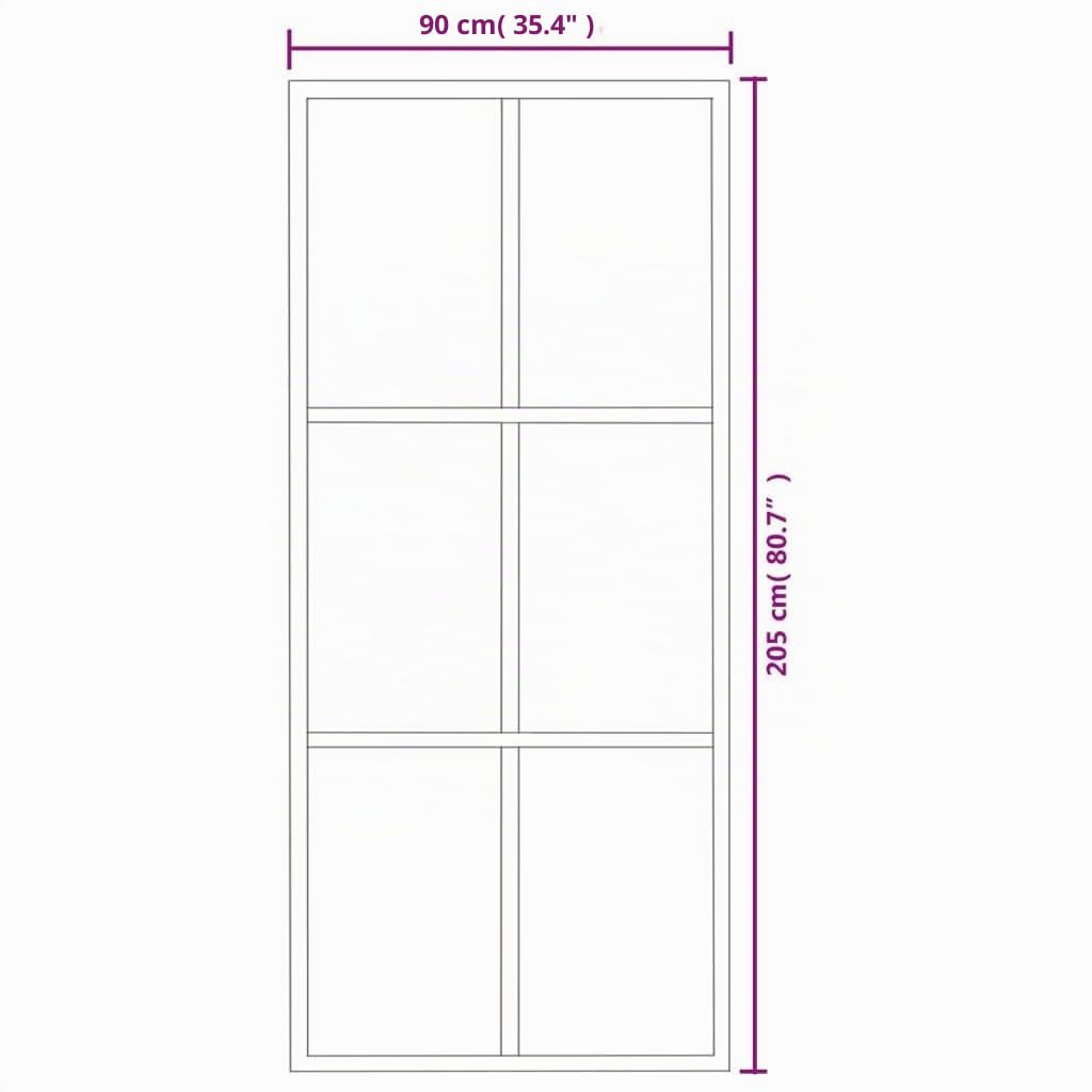 vidaXL Schiebetür mit Beschlag Glasschiebetür Glastür Glas Schiebe Tür Schiebetürsystem Laufschiene Schiebetürbeschlag ESG-Glas Aluminium 90x205cm