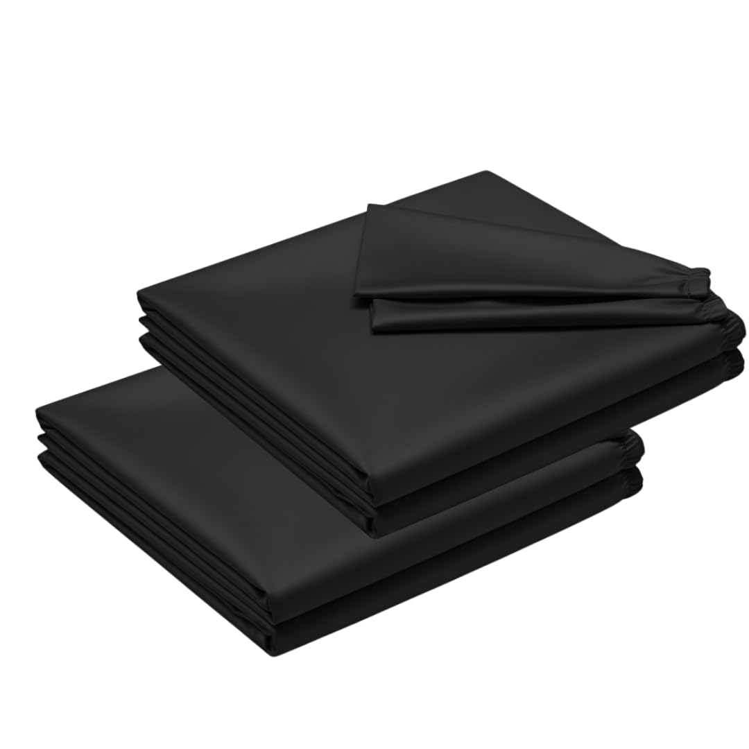 Posh Wave 2 Pack Single Black Extra Deep Fitted Sheets 40cm Deep Pocket – Super Soft 1800 Brushed Microfiber Sheets, Wrinkle Resistant, Breathable, Durable & Easy Care