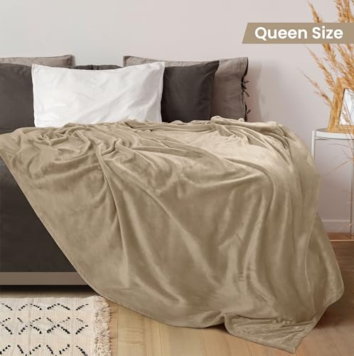 Image of Utopia Bedding Fleece Blanket Queen Size Camel (90x90 Inches) Ultra Soft Warm Lightweight Microfiber Breathable Anti-Static Cozy Bed Blanket, All-Season Home Decor Gift for Women and Men