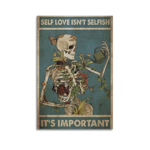 Toile Vintage Self Love ISN'T SELFISH, Décoration Murale Bien-être