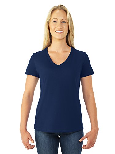 Fruit of the Loom 5 oz. 100% Heavy Cotton HD V-Neck T-Shirt (L39VR) J Navy, M