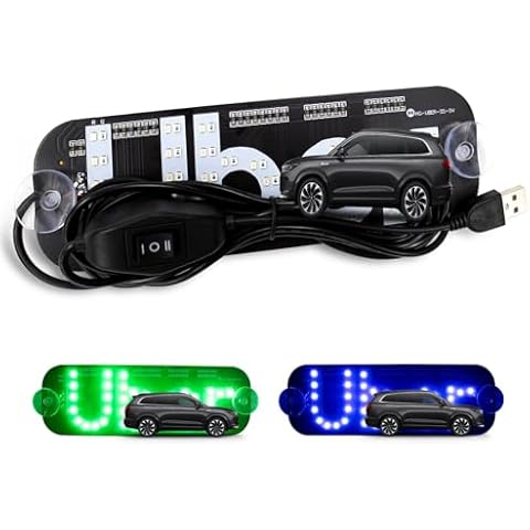 Light for Car,Light Signs for Car,U Led Light Signs for Car.U-Blue&Green Color 2in 1, Decal Stickers with 2PCS Suction Cups Flashing Hook on Car Window Cover