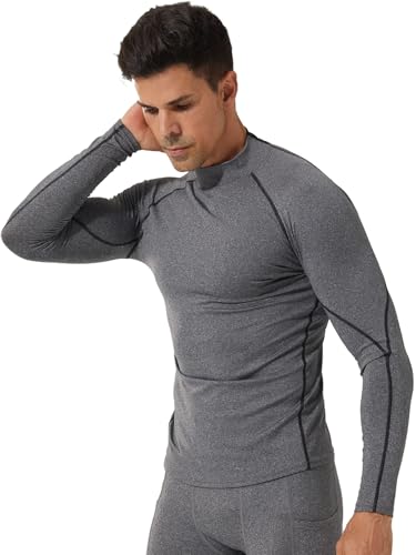 LANBAOSI 3 Pack Mens Mock Turtleneck Compression Shirts Long Sleeve Sun Protection Shirts Cooling Workout Gym Tops Undershirt2