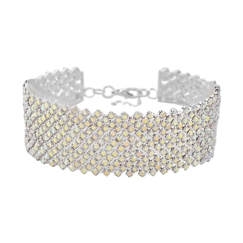 Goldtone White Crystal Cluster Bracelet Jewelry Gift for Women Size 7.5-9″