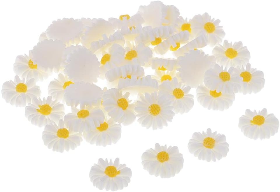 Fityle Wholesale 50 Pieces Resin Flowers Daisy Flatbacks Cabochon Embellishment for DIY Phone Case/Scrapbooking/Craft/Wedding Decoration/Hair Accessories : Everything Else