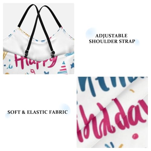 susiyo Happy Birthday Pattern Girls One Piece Swimsuits with Adjustable Straps Bathing Suits for 3-10 Years Old3