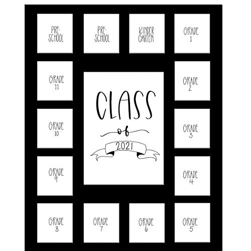 Image of Rustic Red Door Co. RRD Class of 2021 Photo Collage Mat (11' x 14') - School Picture Frame for Pre-K to Graduation (15 Photos)