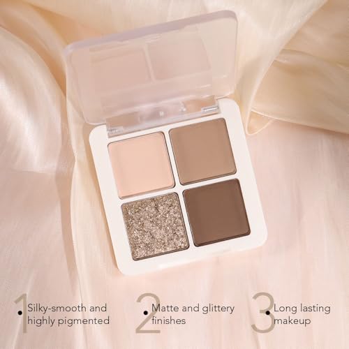 Feicuiyun Eyeshadow Quads, Blendable Matte, Metallic And Shimmer Finishes, Velvety Pigmented Creamy Formula, Four Way Quad Eye Shadow Palette, Talc, Paraben & Cruelty Free thumb #4