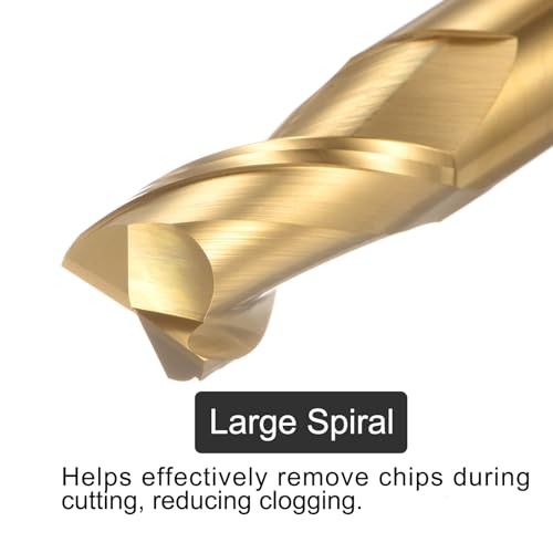 Image of uxcell Carbide Square End Mill, 5 /8 inch Diameter ZrN Coated 2 Flutes Milling Bit Cutter, for Aluminum Copper Non-Ferrous Alloy Metal, 5 /8 inch Shank 1-5 /8 inch Cut Length 3-1 /2 inch Long