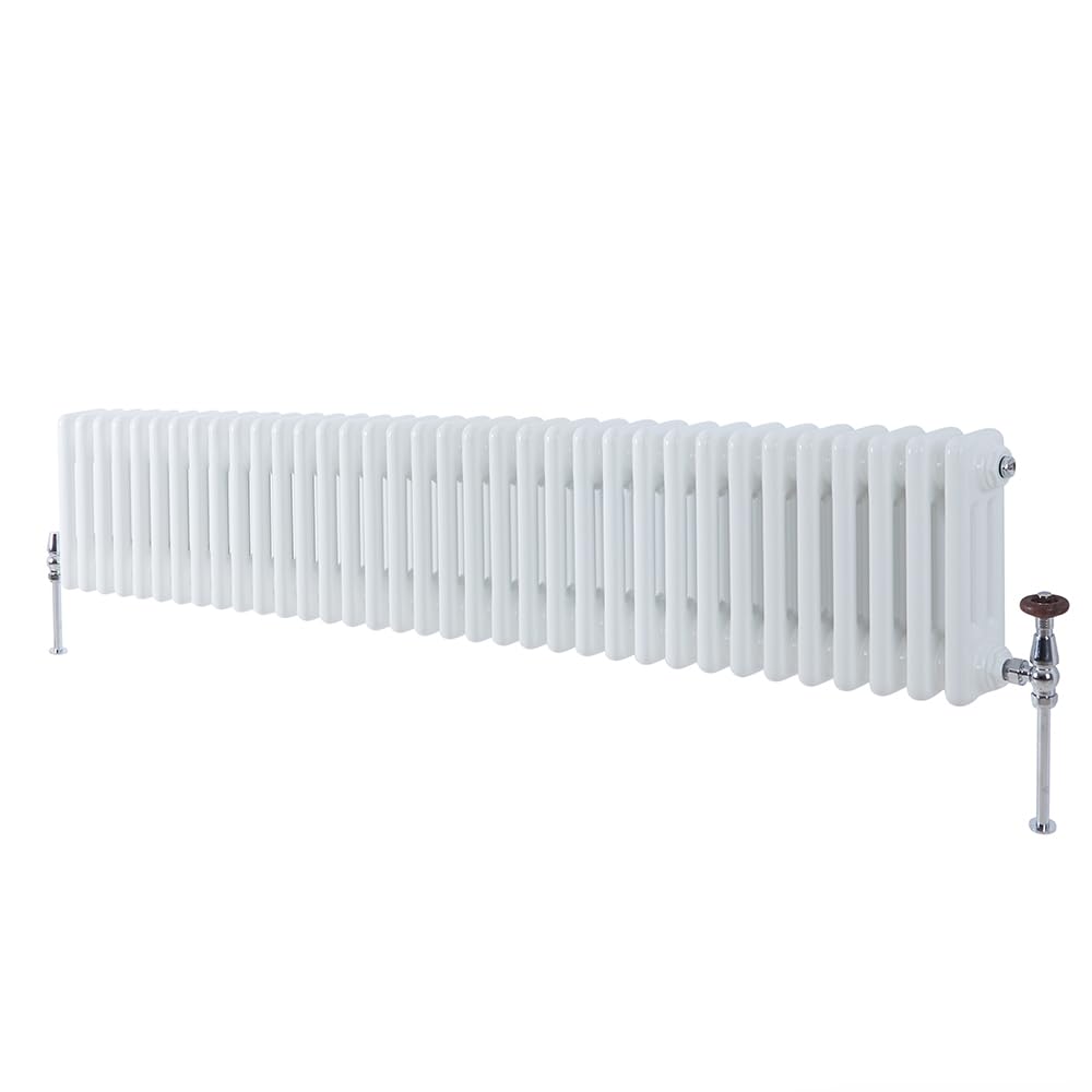 Milano White Windsor Cast Iron Style Horizontal Triple Column Radiator - 300Mm X 1595Mm