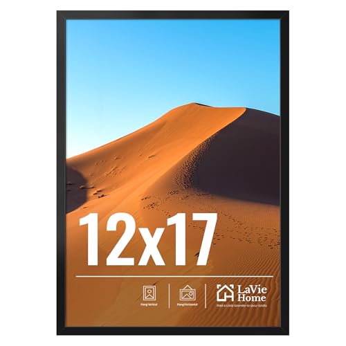 LaVie Home 12x17 Picture Frame for Wall Display, 12x17 Black Picture Frame with HD Plexiglas, 12 x 17 Poster Frame 1 Pack, Display Frame for Vertical or Horizontal, Classic Collection