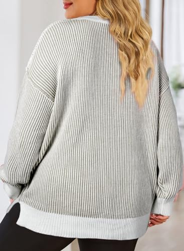 Eytino Plus Size Womens Ribbed Knit Sweaters