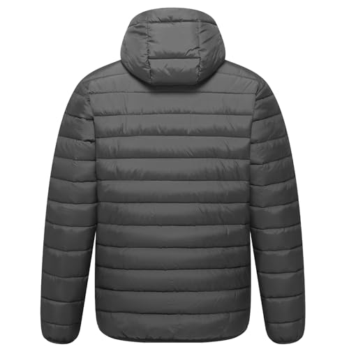 Men’s Lightweight Puffer Hooded Jacket Water Resistant Full Zip Insulated Warm Winter Coats2