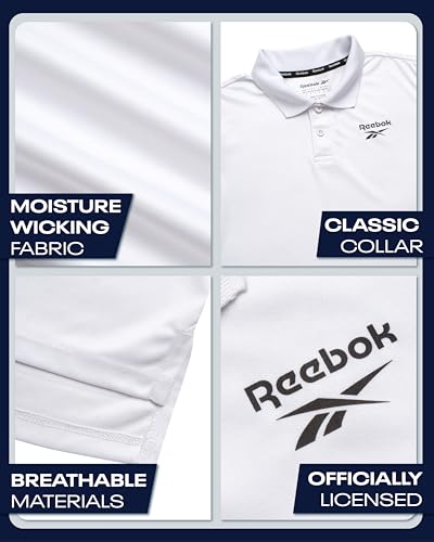Reebok Boys Polo Shirt - 2 Pack Short Sleeve Collared Polo Shirts School Uniform for Boys - Athletic Performance Golf Shirts3